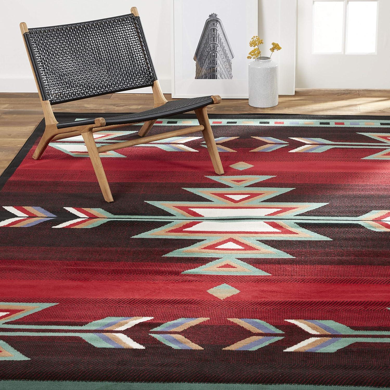 Home Dynamix Premium Sagrada Southwestern Geometric Area Rug, Black/Red, 7'8"x10'7"