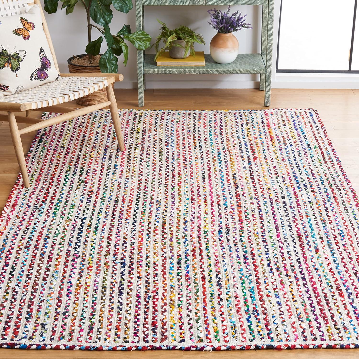 Braided BRD261 Hand Braided Area Rug - Ivory/Multi - 4'x6' - Safavieh.