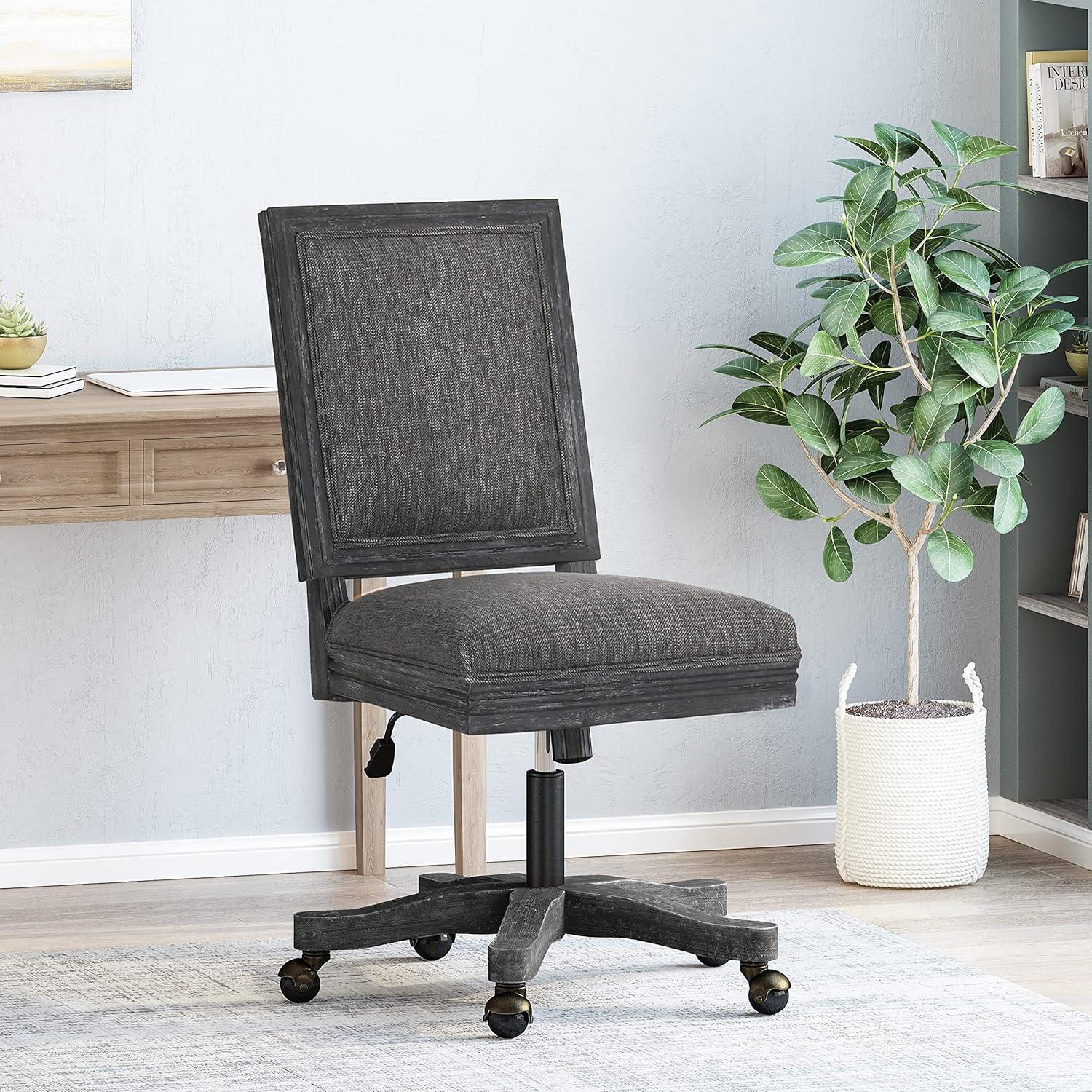 Sandine Rustic Upholstered Swivel Office Chair - Christopher Knight Home