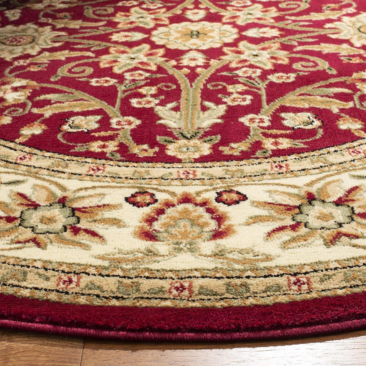 SAFAVIEH Lyndhurst Victoria Traditional Floral Area Rug, Red/Ivory, 8' x 8' Round