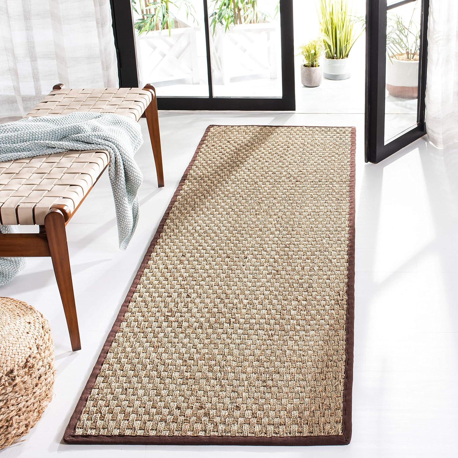 Natural Fiber NF114 Power Loomed Runner Rug - Natural/Dark Brown - 2'6"x10' - Safavieh.