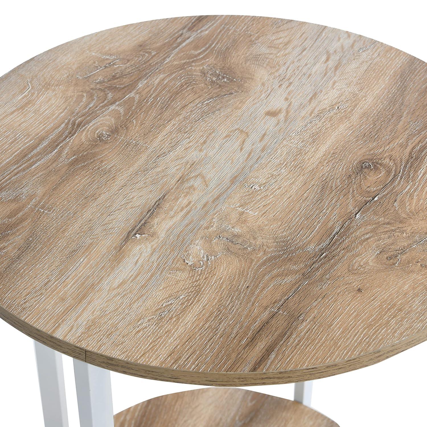 Household Essentials Jamestown Round End Table Brown/White: Modern Minimalist, Iron Frame, Particle Board Top