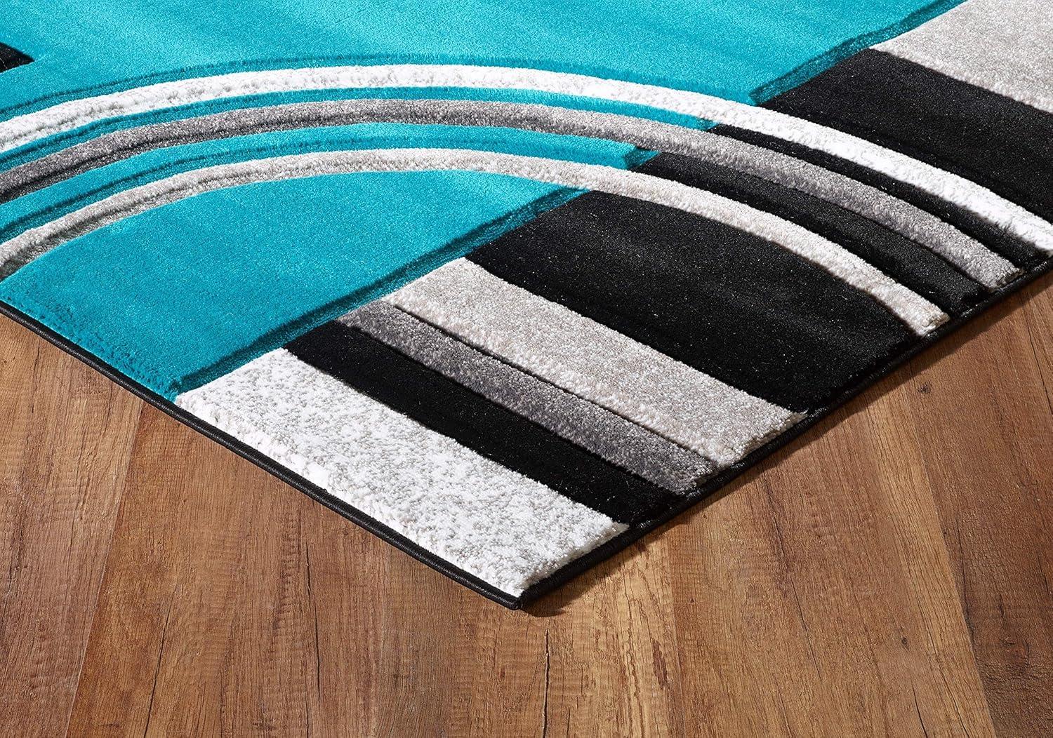 GLORY RUGS Area Rug Modern Soft Hand Carved Contemporary Floor Carpet with Premium Fluffy Texture for Indoor Living Dining Room and Bedroom Area (4x6, Turquoise)