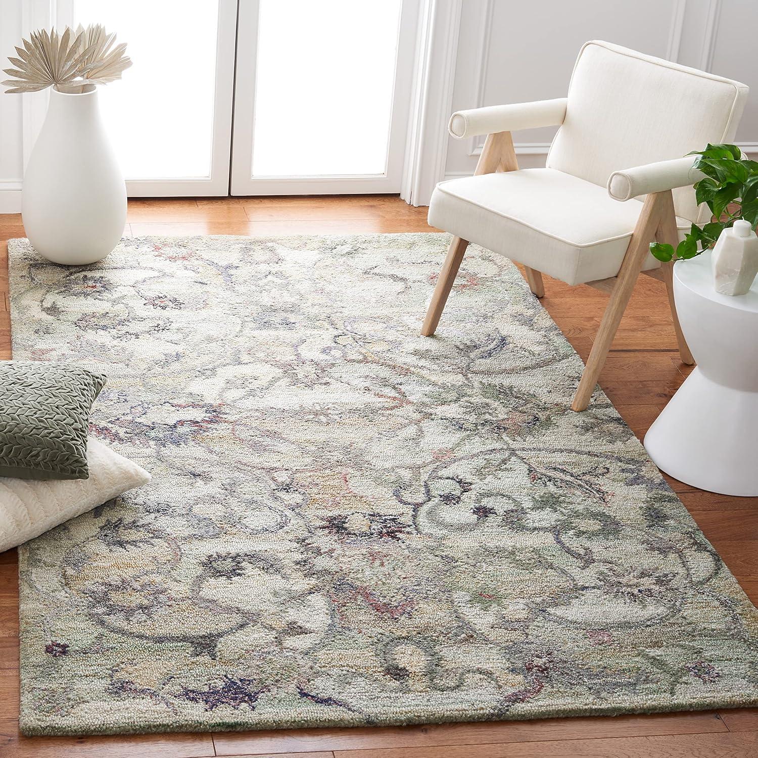 SAFAVIEH Anatolia Jamaar Floral Area Rug, Sage/Beige, 6' x 9'