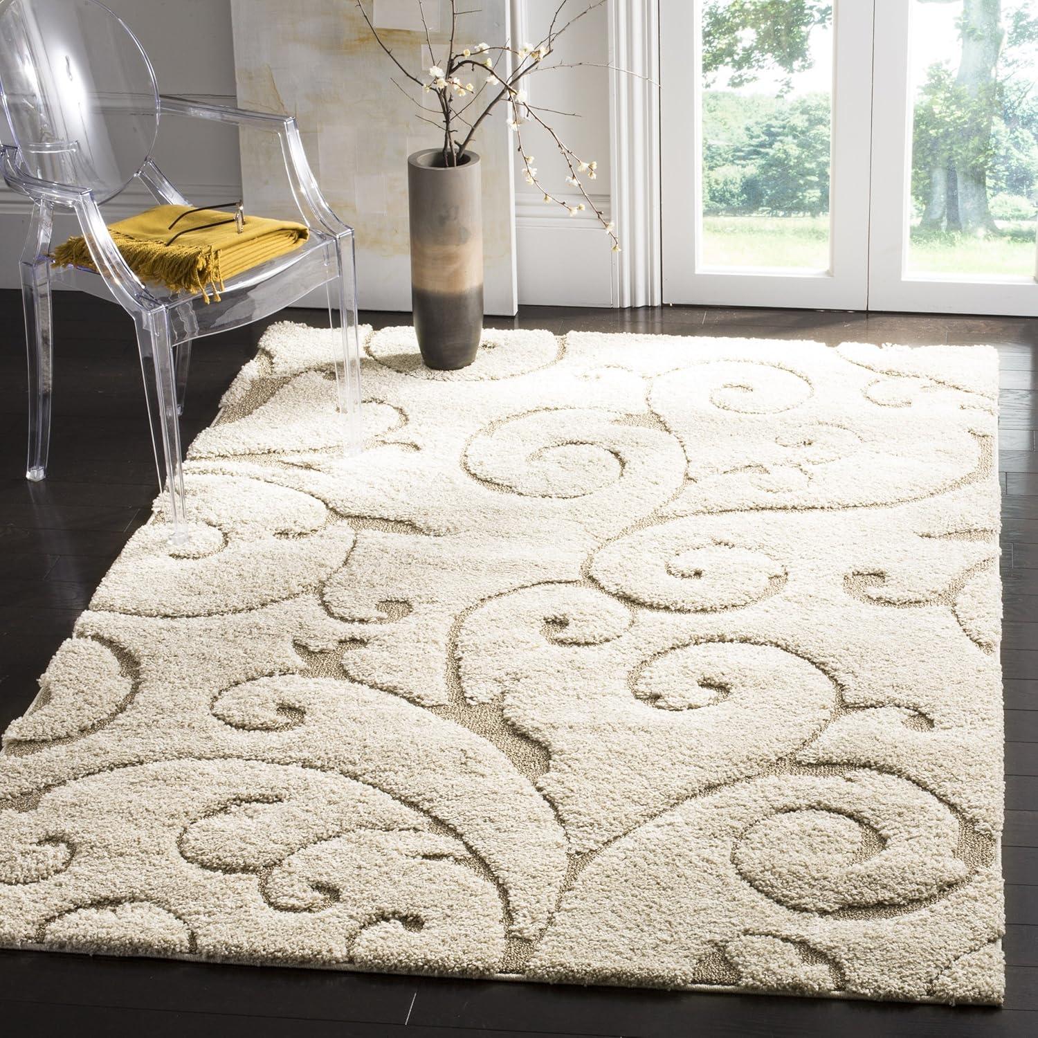 Florida Shag SG455 Power Loomed Indoor Area Rug - Cream/Beige - 4'x6' - Safavieh.