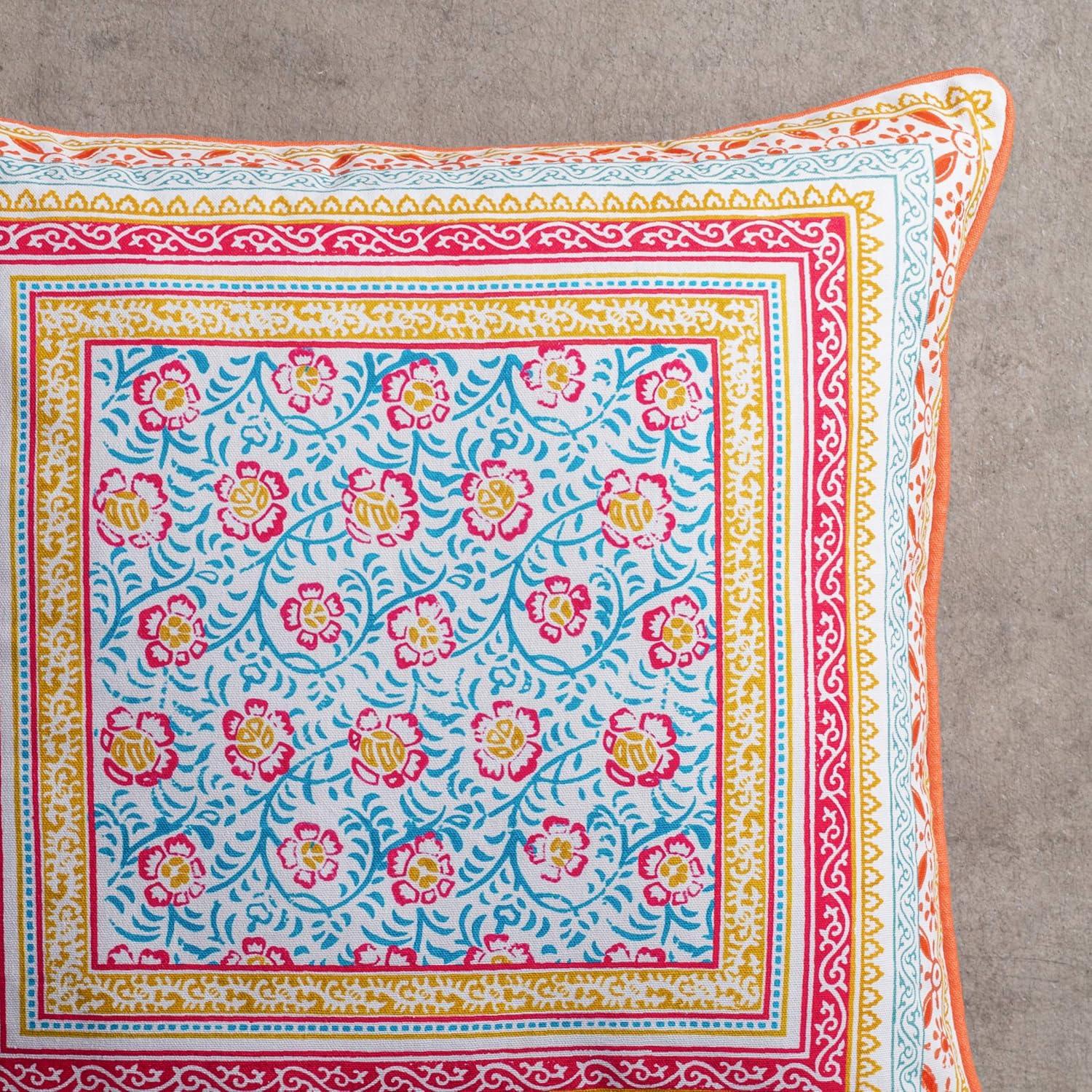 Maison d' Hermine Decorative Pillow Covers 18 x 18 Inch Square 100% Cotton Throw Pillow Covers with Invisible Zipper Cushion Case for Living Room Couch, Chair, Sofas, Bedroom, Home (Katmandou - Doda)