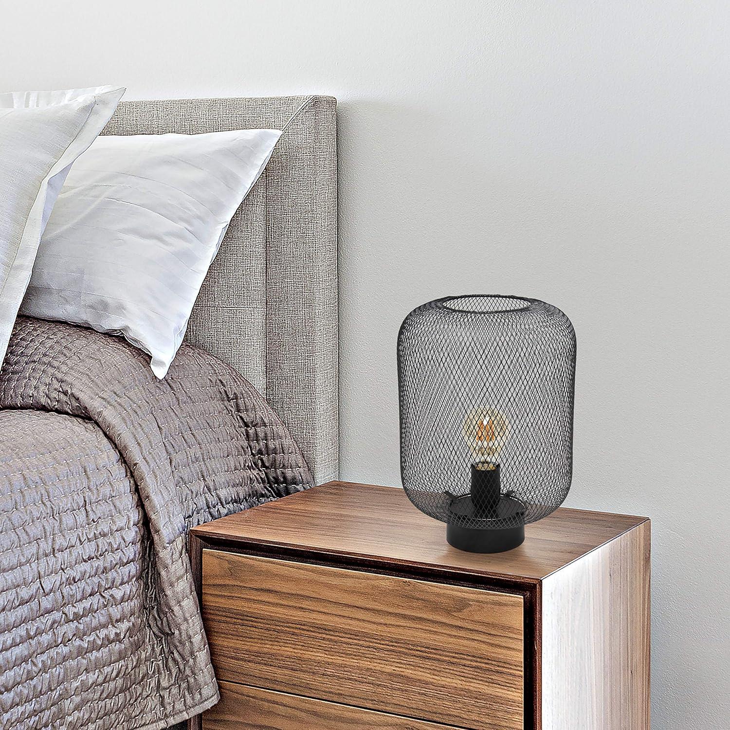 Metal Mesh Industrial Table Lamp Black - Simple Designs: ETL Listed, No Assembly Required