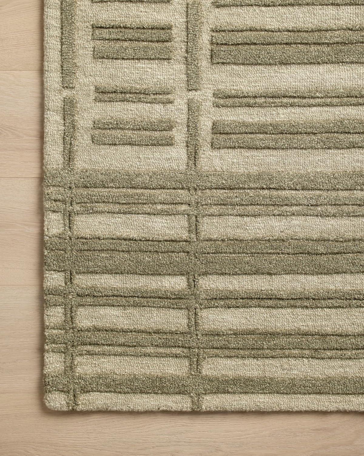 Sage and Olive Hand-Tufted Wool Striped Runner Rug