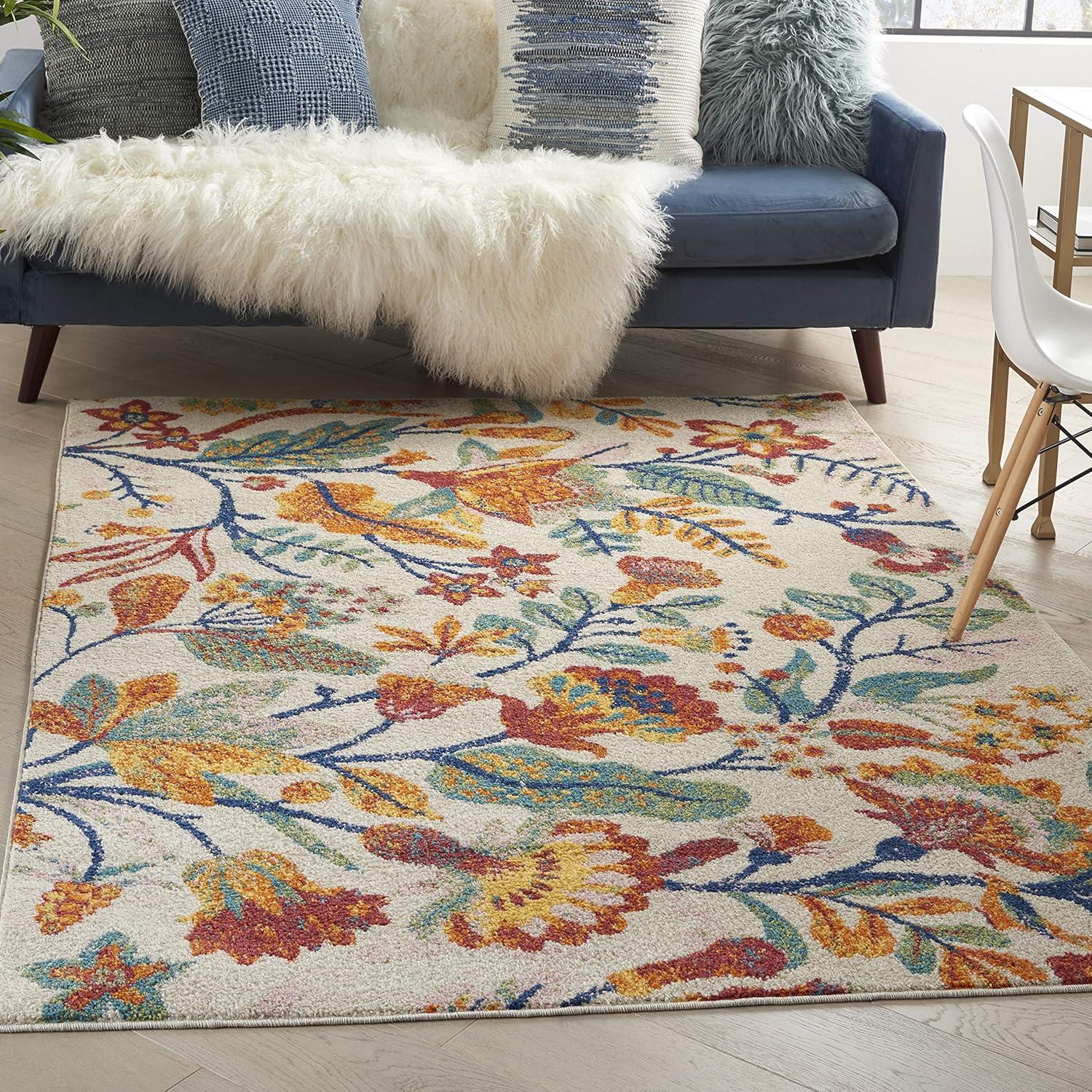 Nourison Allur Botanical Indoor Area Rug Ivory Multicolor 7'10" x 9'10"
