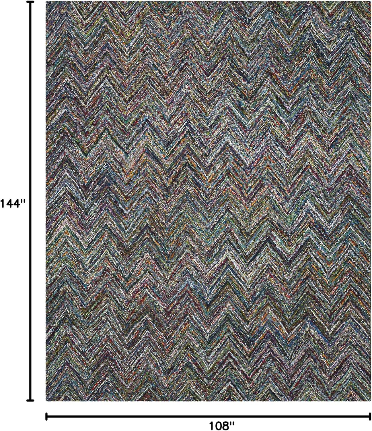 SAFAVIEH Nantucket Akilah Zigzag Stipes Cotton Area Rug, Blue/Multi, 9' x 12'