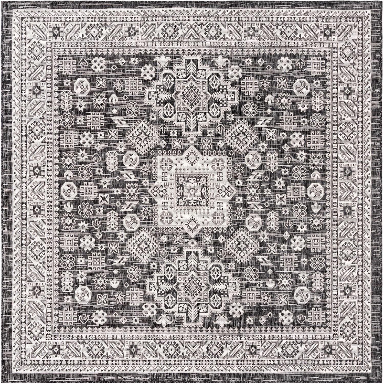 Unique Loom Outdoor Aztec Chalca Border Woven Area Rug