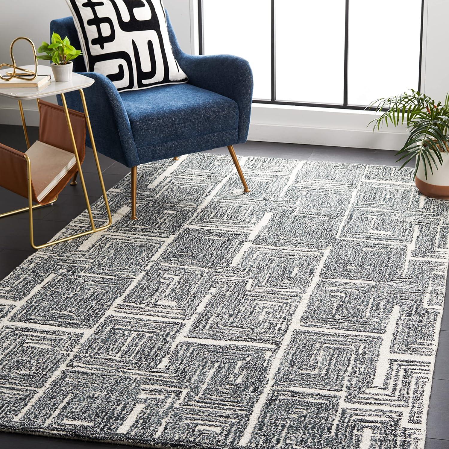 Metro MET177 Hand Tufted Indoor Area Rug - Black/Ivory - 4'x6' - Safavieh