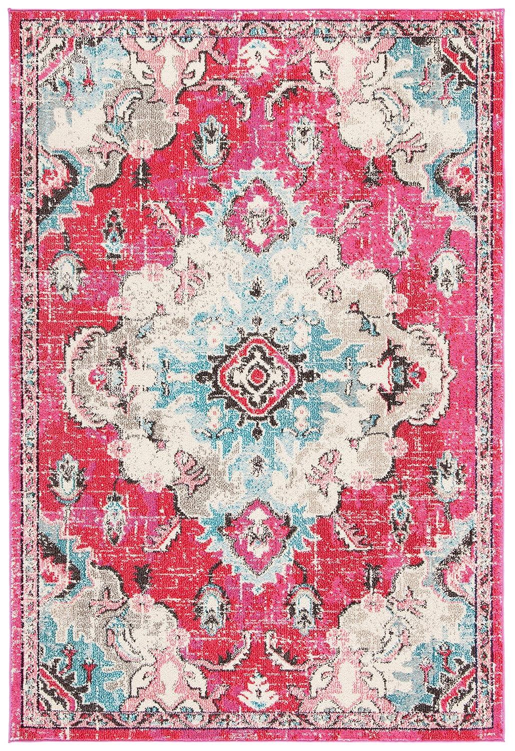 Madison MAD484 Power Loomed Indoor Accent Rug - Fuchsia/Light Blue - 3'x5' - Safavieh
