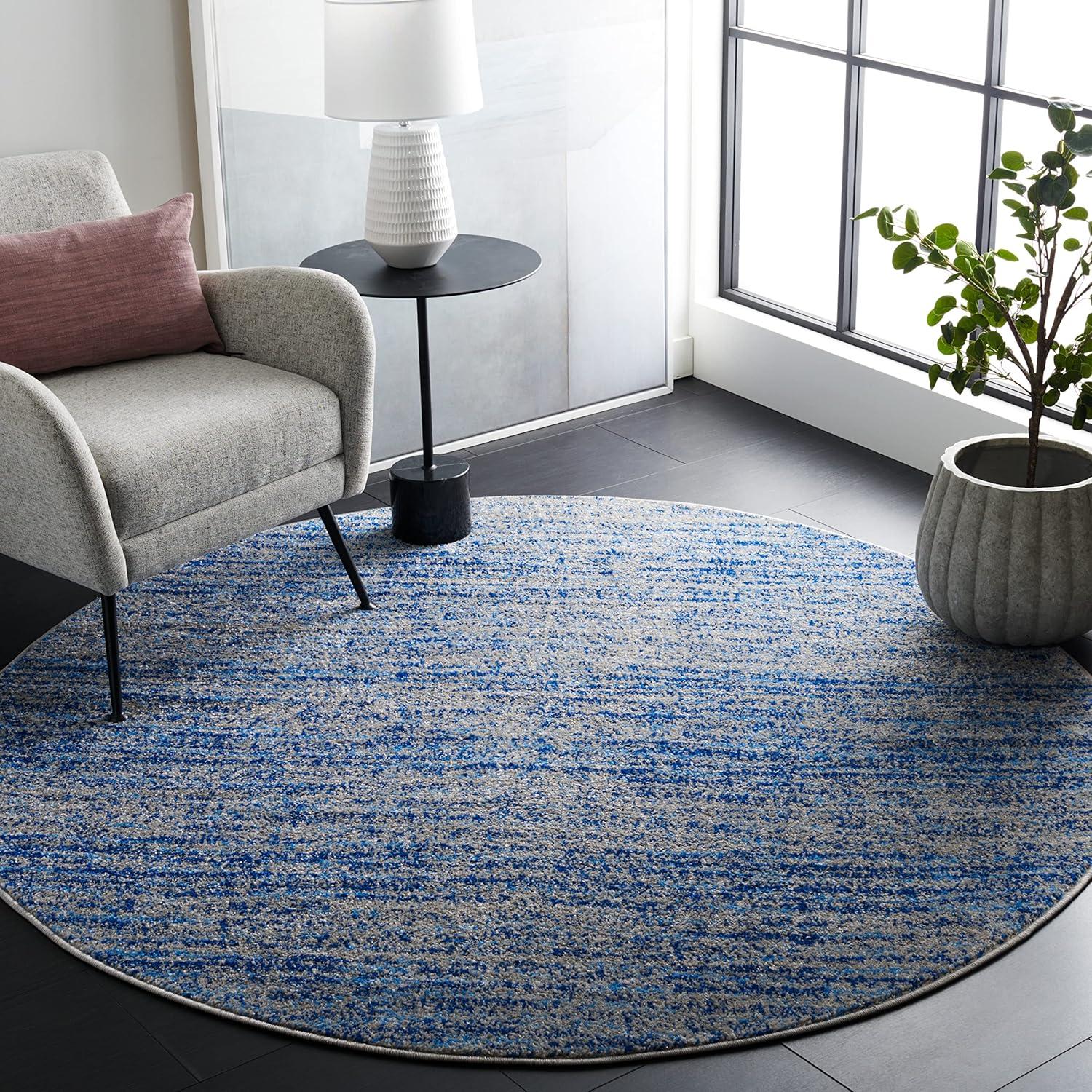 Adirondack ADR117 Machine Made Indoor Area Rug - Blue/Silver - 4' Round - Safavieh