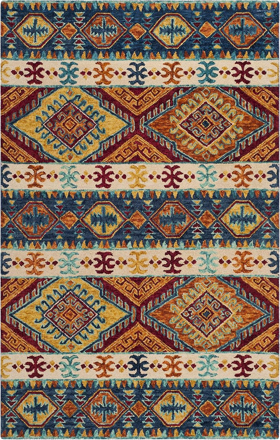 Aspen APN502 Hand Tufted Indoor Area Rug - Navy/Ivory - 5'x8' - Safavieh