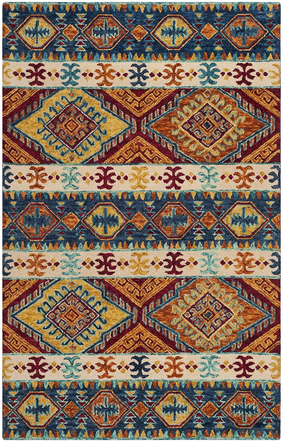 Aspen APN502 Hand Tufted Indoor Area Rug - Navy/Ivory - 5'x8' - Safavieh
