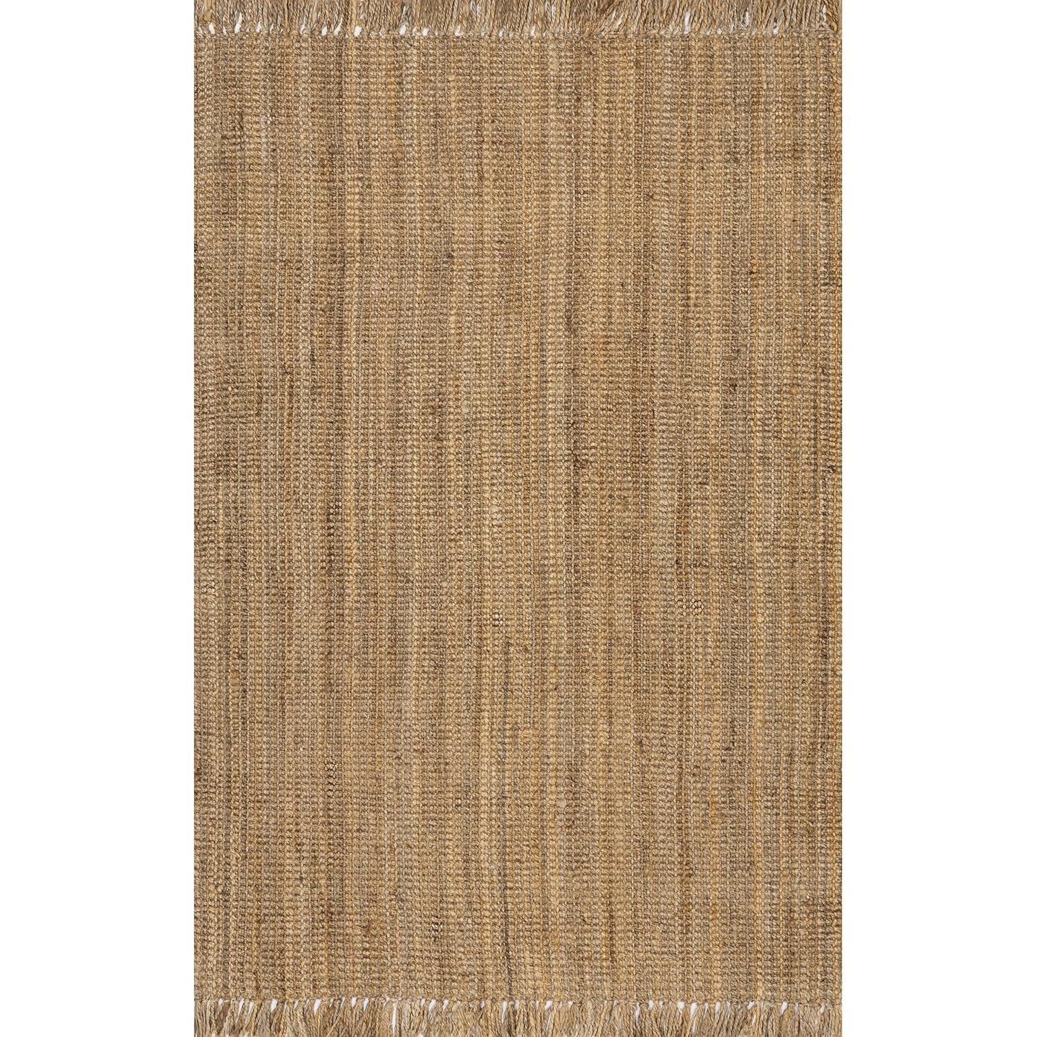 Nuloom 6x9 Daniela Jute Tassel Hand Woven Indoor Area Rug, Brick, Solid Chunky Farmhouse Design, Natural Fiber BedroomLiving Room