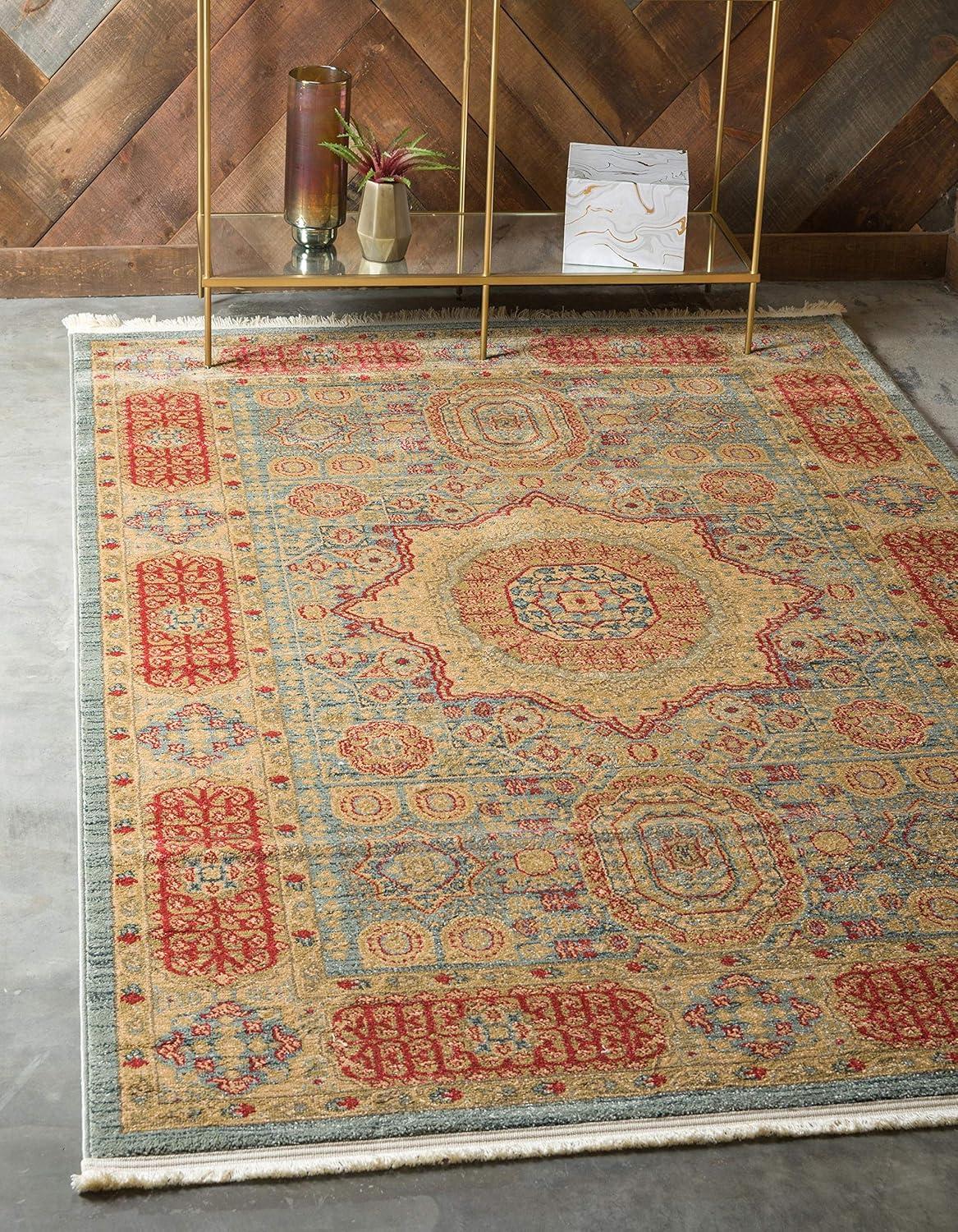 Unique Loom Palace Collection Area Rug - Amber (6' 1" x 9' Rectangle Light Blue/Light Brown)
