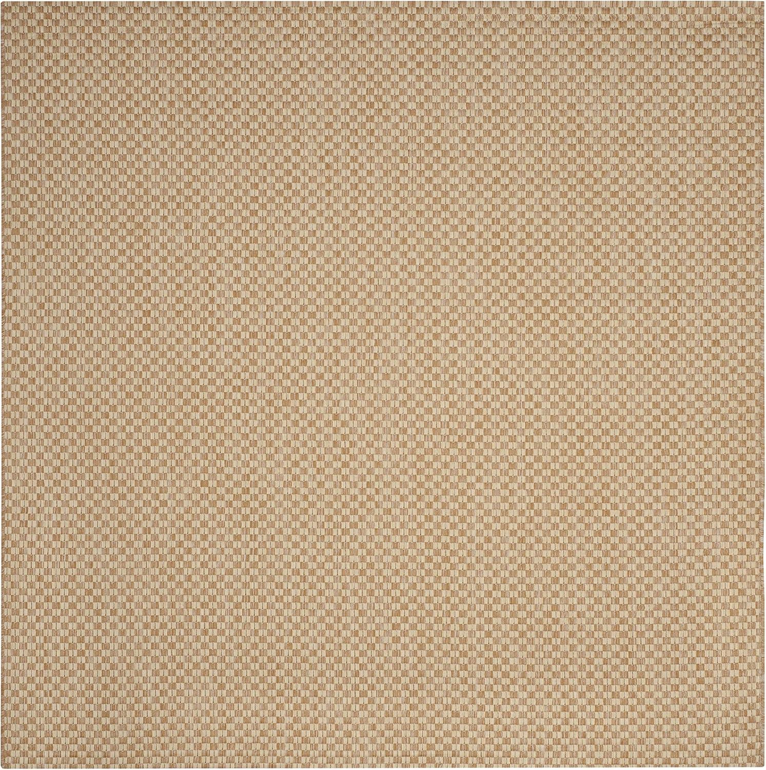 Natural Cream 5'3" Square Easy-Care Synthetic Area Rug