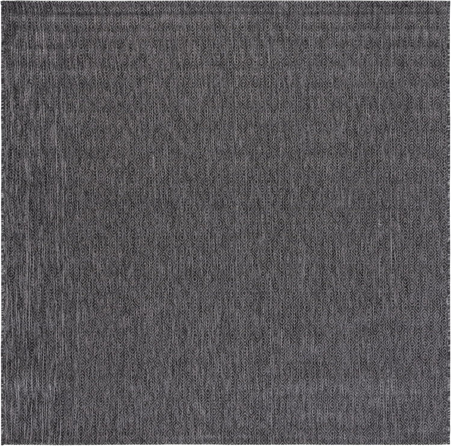SAFAVIEH Courtyard Mitre Geometric Indoor/Outdoor Area Rug, Black/Grey, 6'7" x 6'7" Square