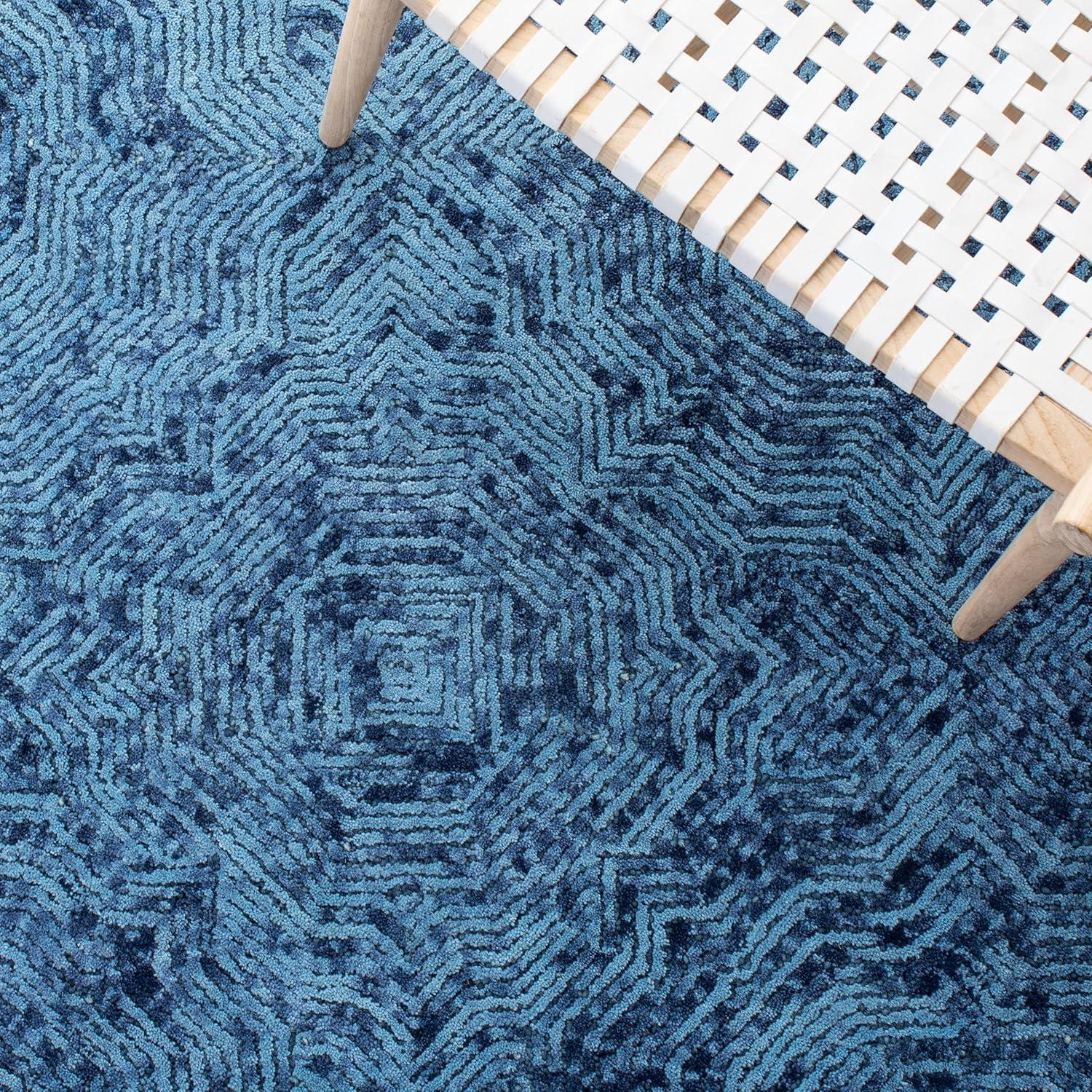 Ikat IKT506 Hand Tufted Accent Rug - Dark Blue - 3'x5' - Safavieh