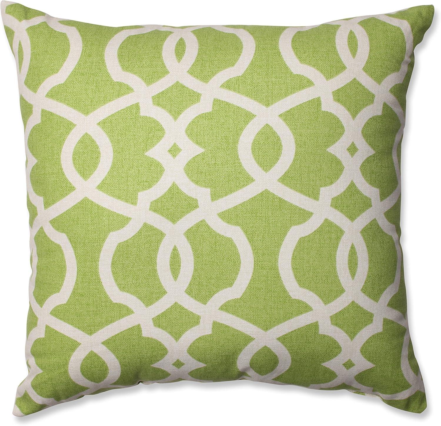 Green and Beige Geometric Cotton Throw Pillow