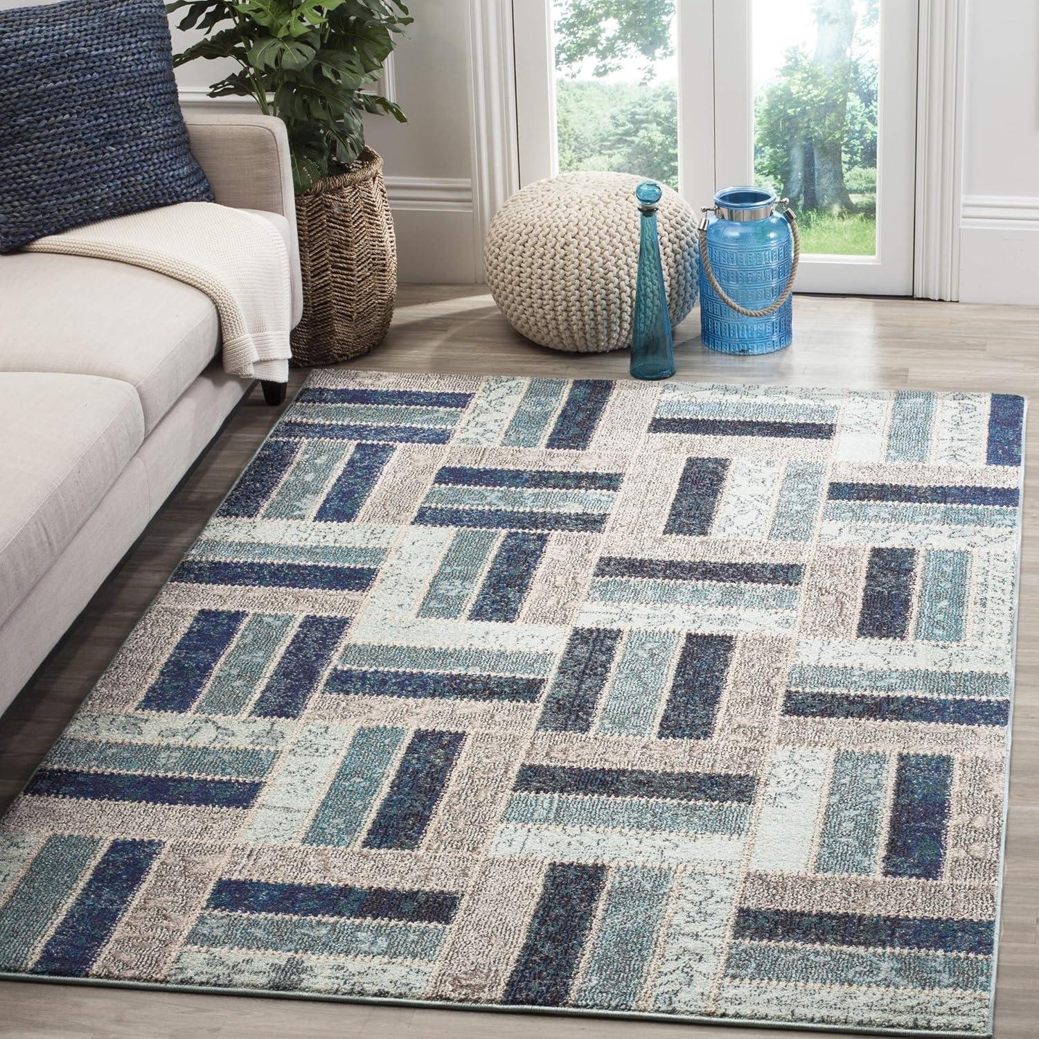Monaco MNC214 Power Loomed Indoor Area Rug - Grey/Blue - 8'x11' - Safavieh