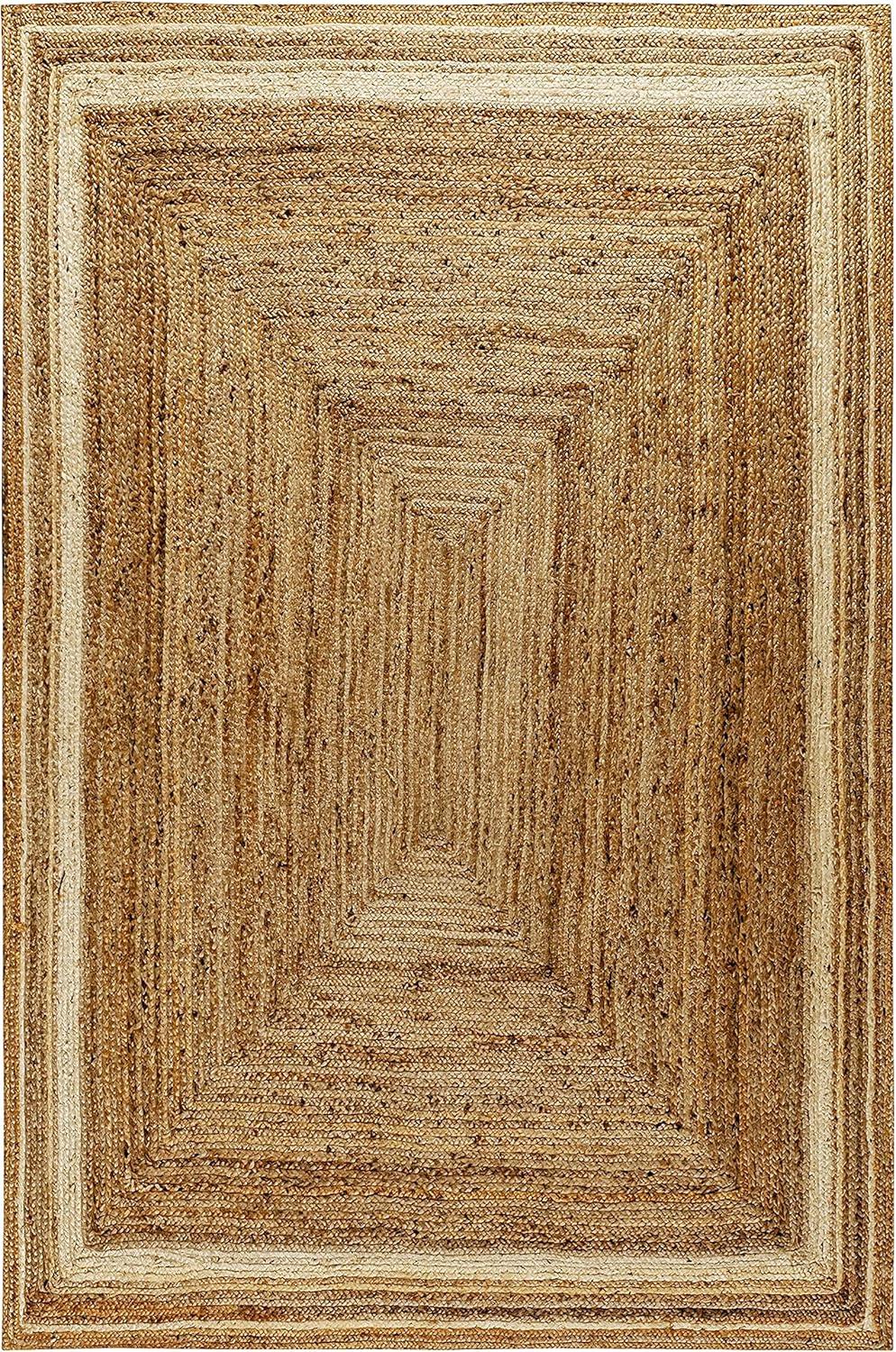 Cottage Charm Braided Jute Area Rug, 8' x 10', Natural Brown