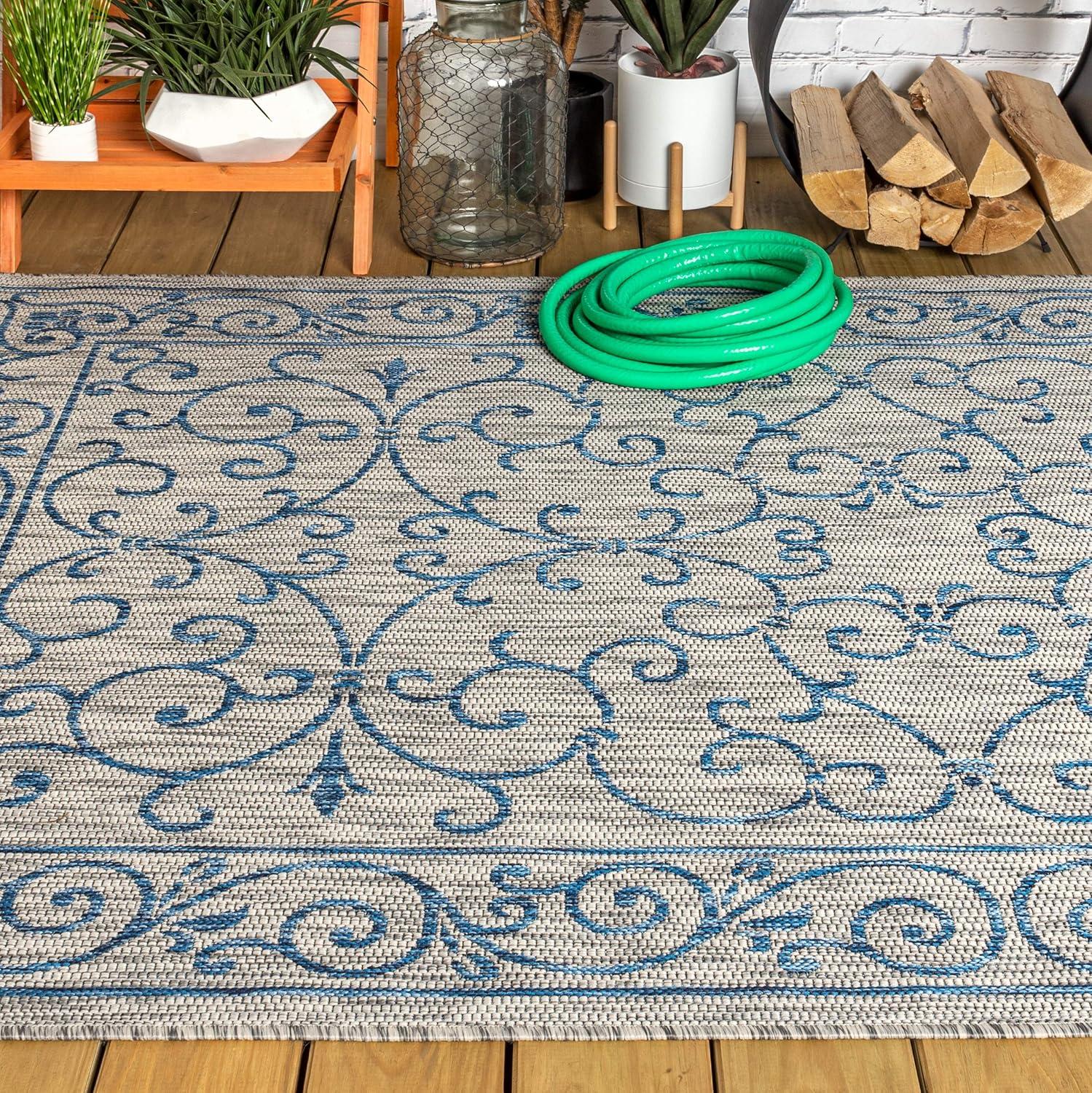 Charleston Vintage Filigree Textured Weave Indoor/Outdoor Area Rug  - JONATHAN Y