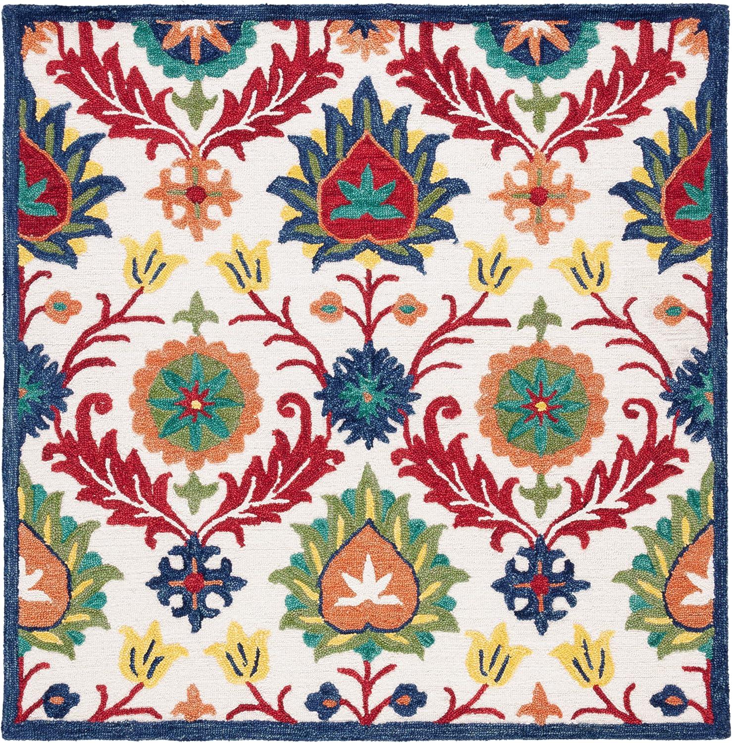Blossom BLM563 Hand Tufted Area Rug - Red/Blue - 6'x6' - Safavieh.