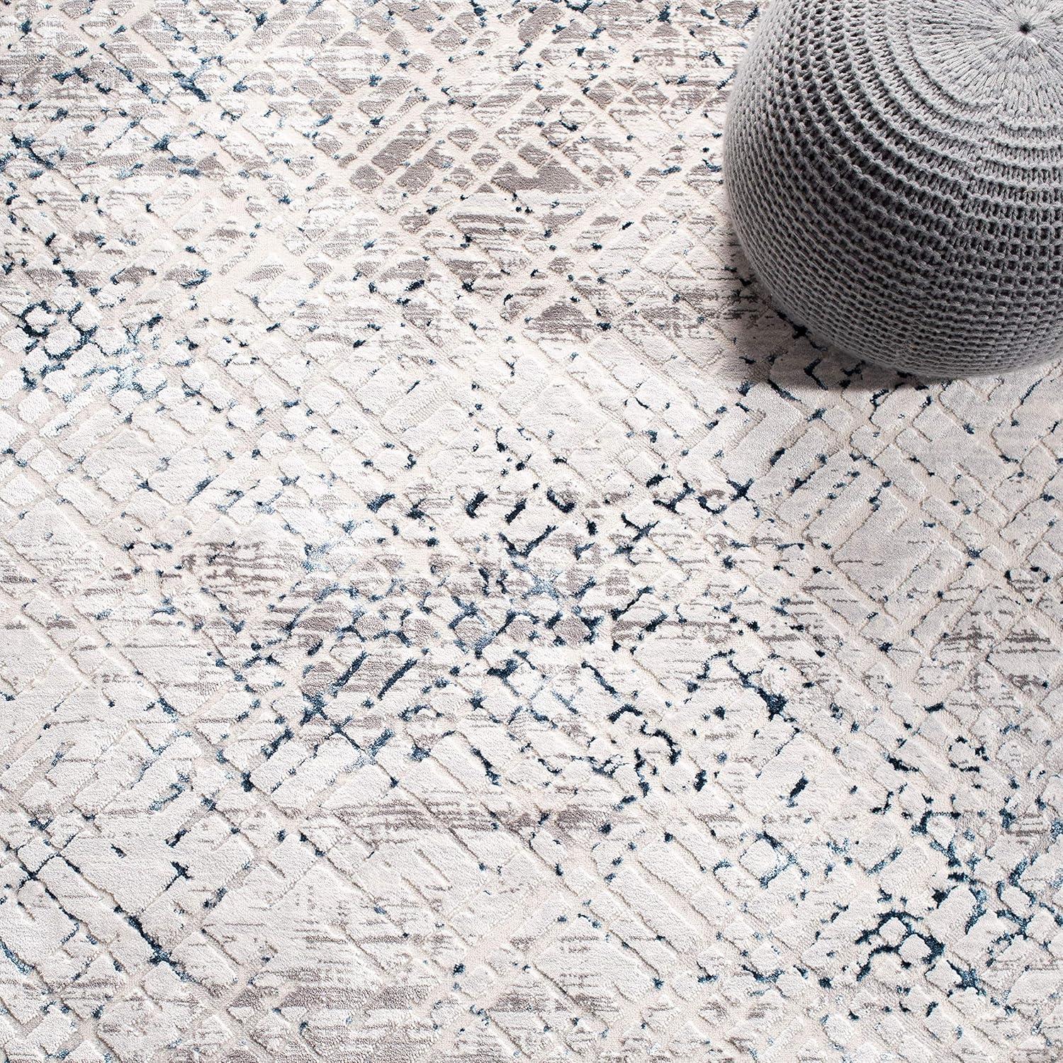 Amalfi AMF552 Power Loomed Area Rug - Cream/Navy - 5'3"x7'6" - Safavieh.