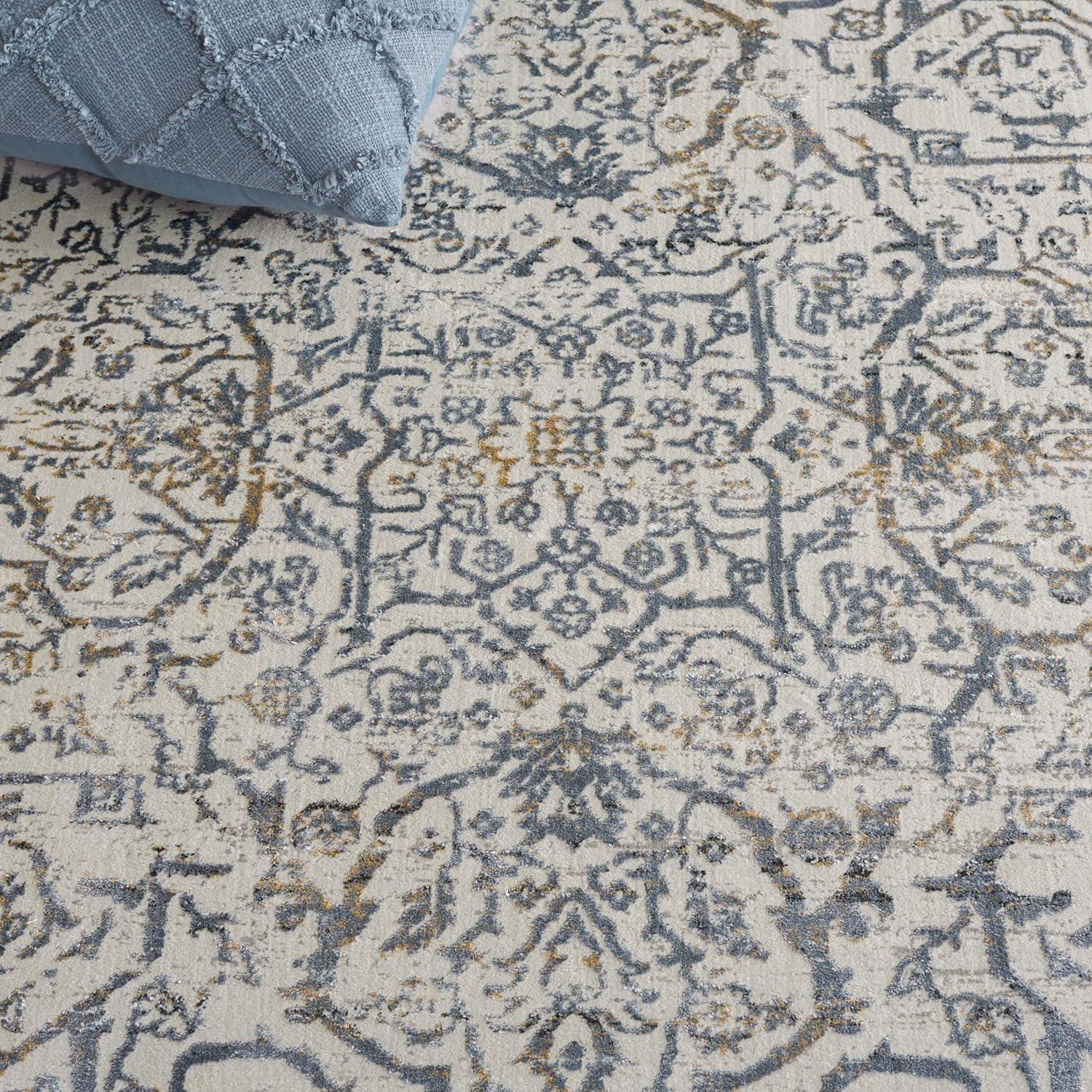 SAFAVIEH Princeton Xavier Floral Bordered Area Rug, Cream/Slate, 5'1" x 7'6"