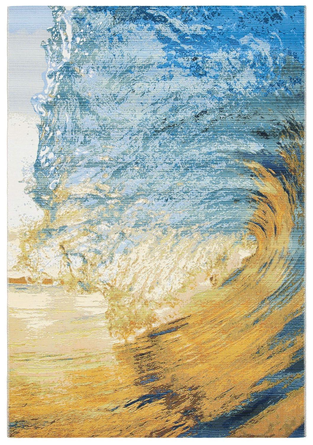 Barbados BAR510 Power Loomed Indoor/Outdoor Area Rug - Blue/Gold - 3'3"x5'3" - Safavieh.