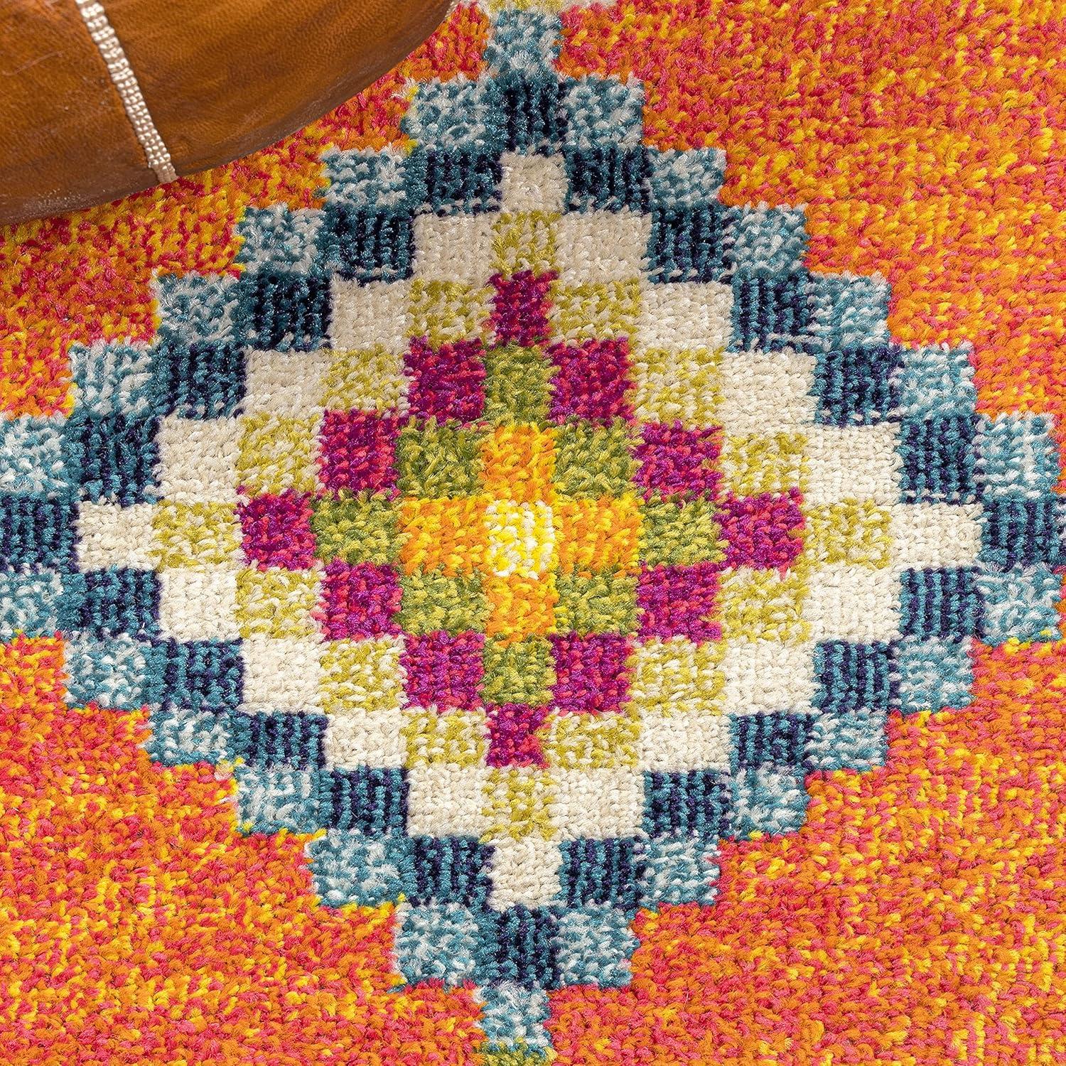 Tribal Love Geometric Orange Multi 3x5 Feet Area Rug