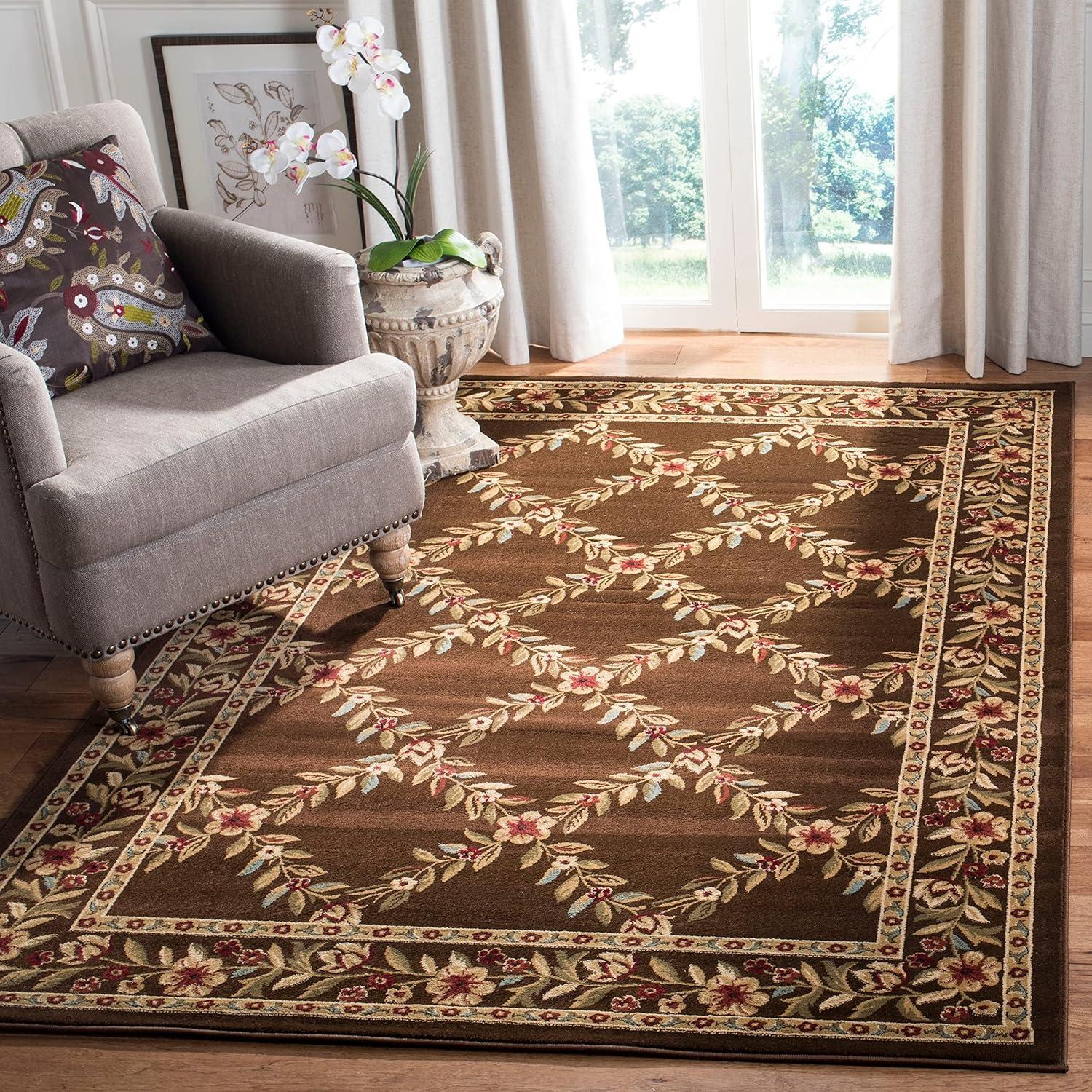 Lyndhurst LNH557 Power Loomed Area Rug - Black/Brown - 8'9"x12' - Safavieh