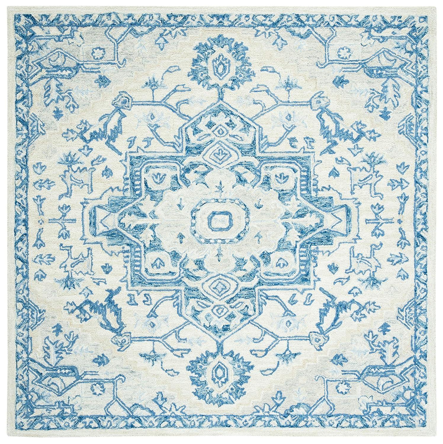 Micro-Loop MLP503 Hand Tufted Area Rug - Ivory/Blue - 9'x9' - Safavieh.