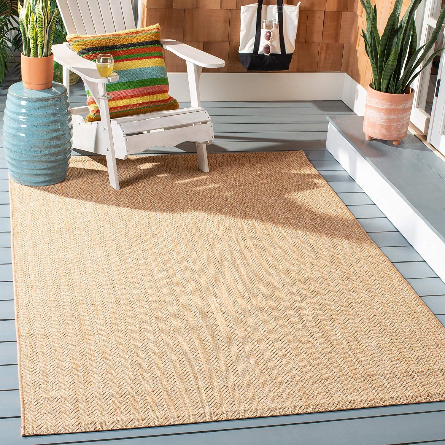 Courtyard CY8022 Power Loomed Indoor and Outdoor Area Rug - Natural/Cream - 4'x4' - Safavieh