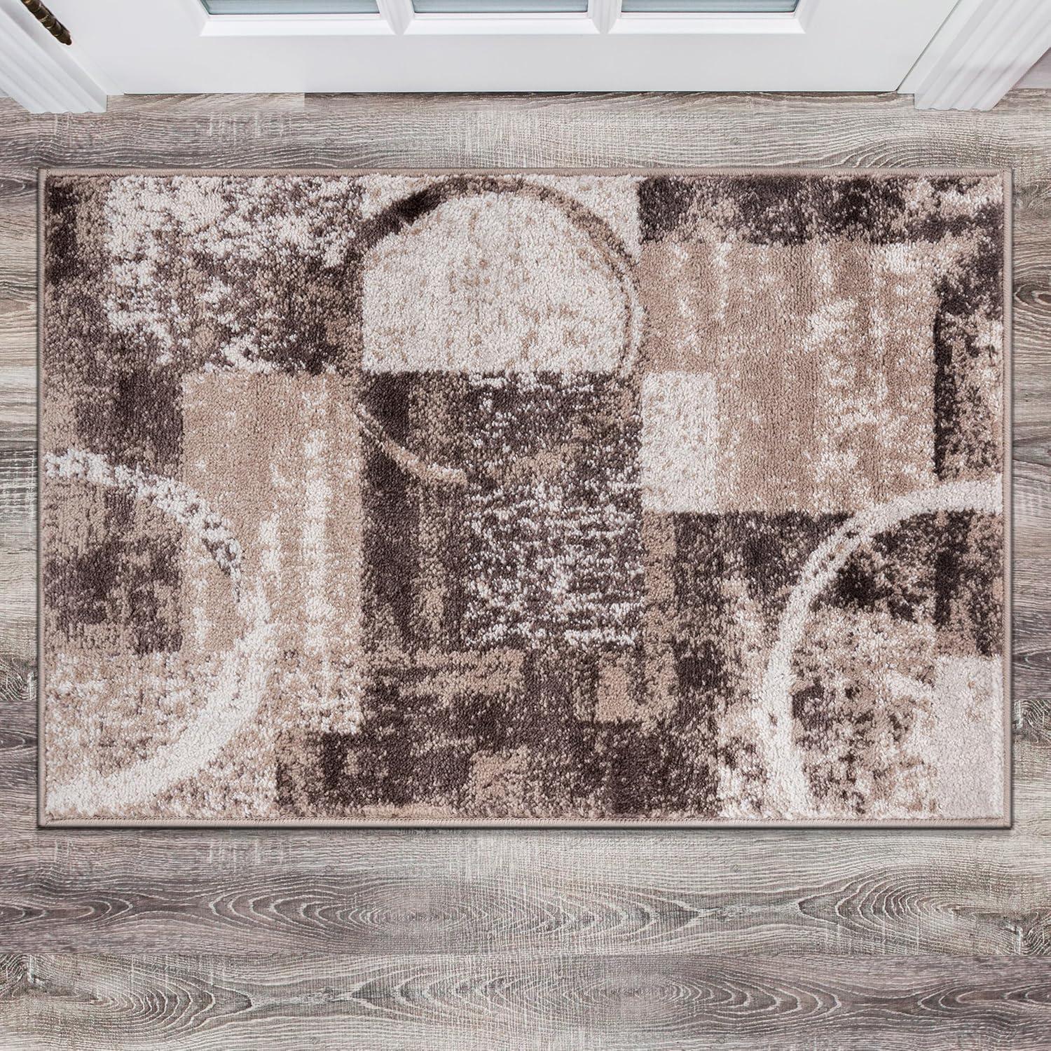 World Rug Gallery Abstract Circle Yellow 2'x3' Area Rug