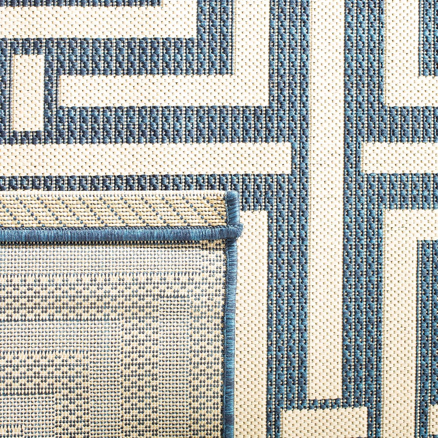 Courtyard CY6937 Power Loomed Indoor and Outdoor Area Rug - Navy/Beige - 5'3"x7'7" - Safavieh