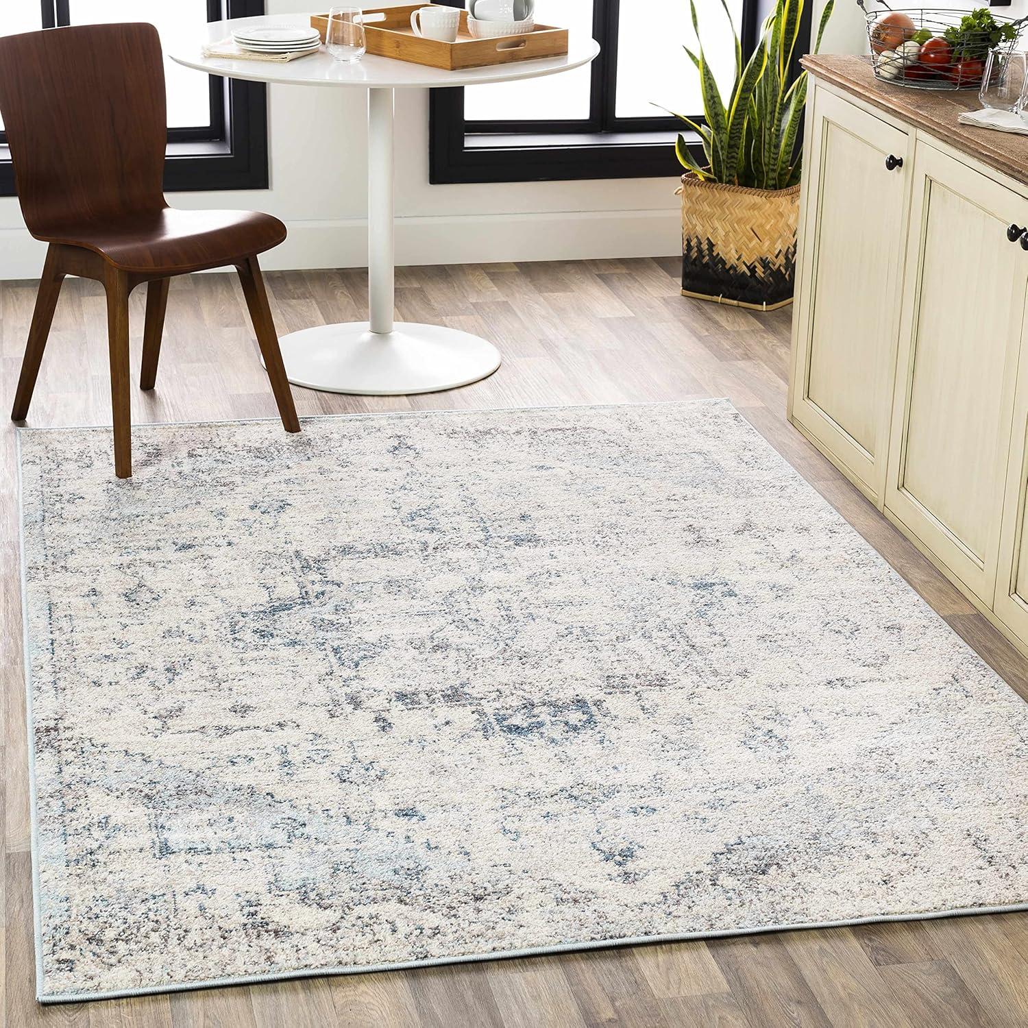 BoutiqueRugs Orrick Oriental Boho Vintage Large Area Rug - Farmhouse Traditional Patterned Rug for Living Room, Bedroom, Dining Room - Pale Blue, Aqua, Cream, Brown - 8'10" x 12' (9x12 Area Rug)