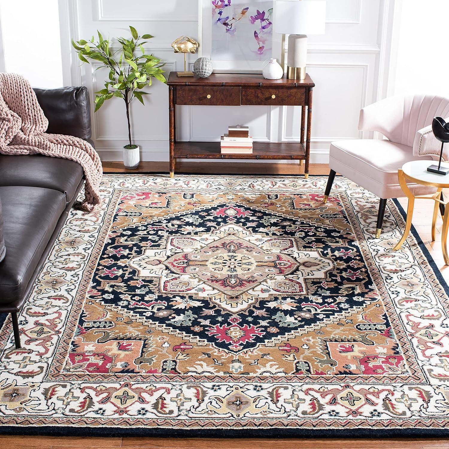 Heritage HG625 Handmade Area Rug - 6'x6' - Navy/Brown - Safavieh