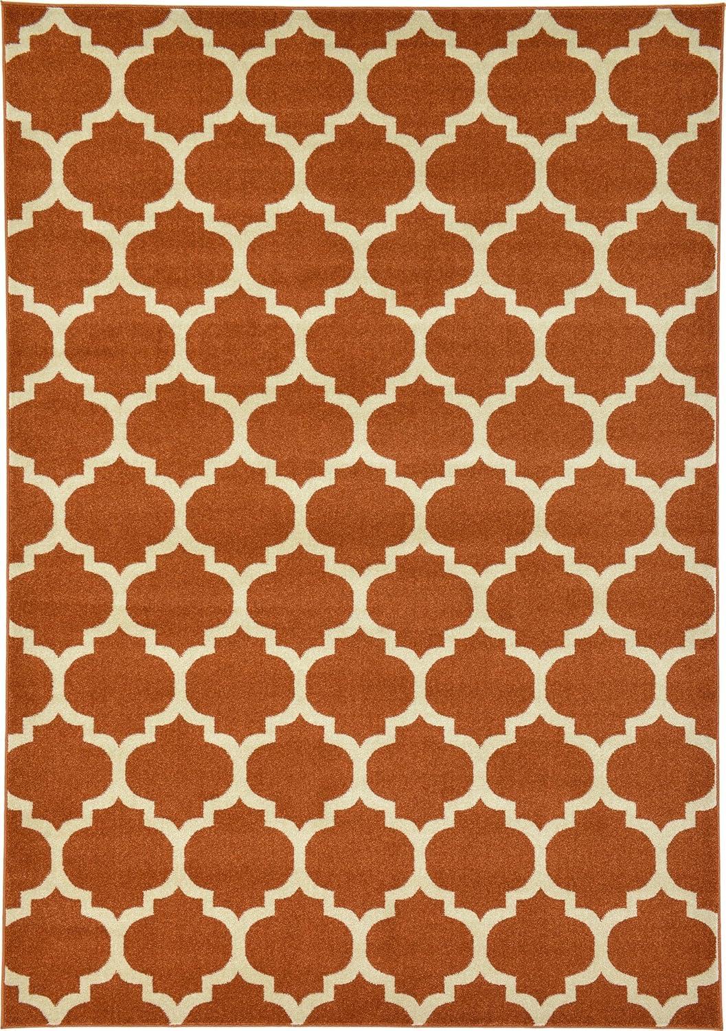 Elegant Terracotta Trellis 7' x 10' Indoor Rug - Stain-resistant and Easy Care