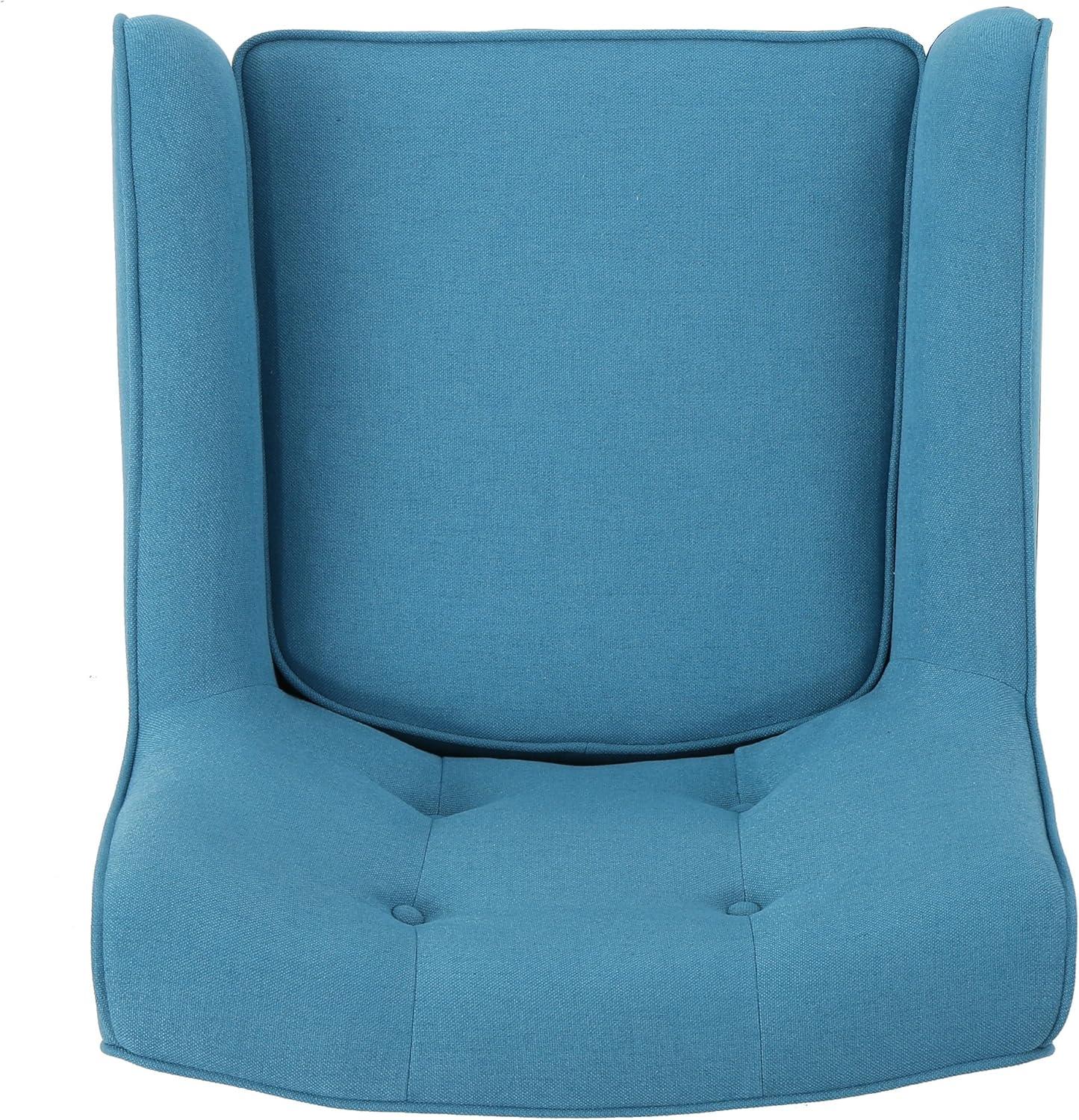 Felicity Mid-Century Armchair Teal: Upholstered, Tufted, Wooden Legs - Christopher Knight Home