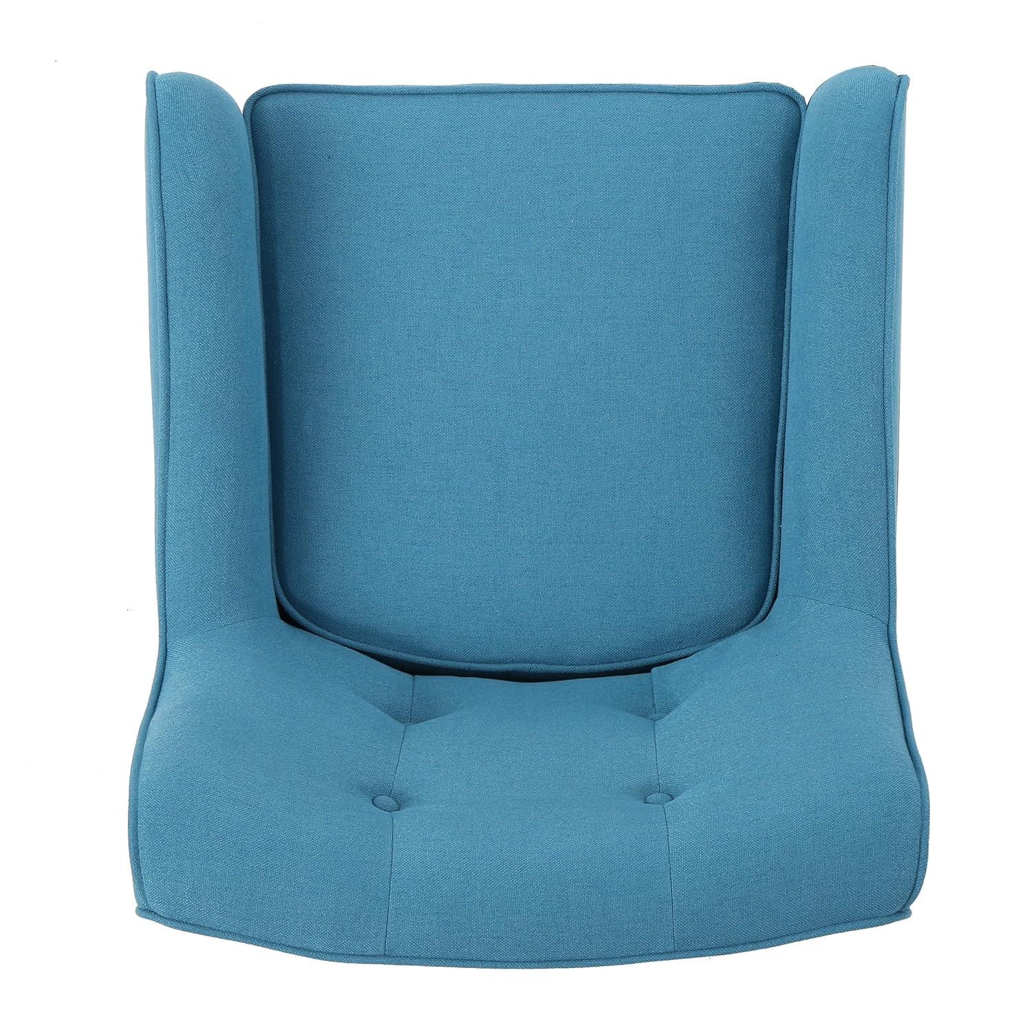 Felicity Mid-Century Armchair Teal: Upholstered, Tufted, Wooden Legs - Christopher Knight Home