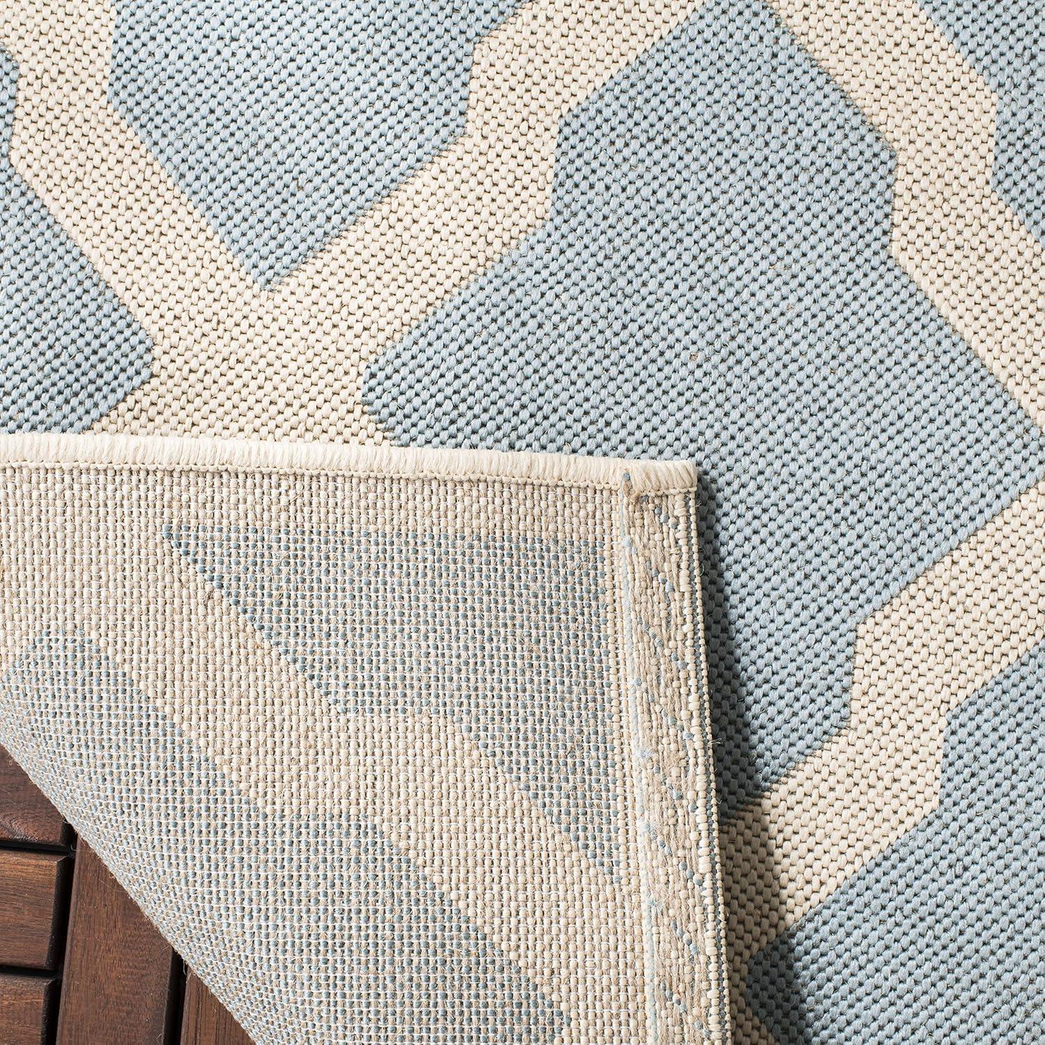 SAFAVIEH Beach House Loraine Trellis Indoor/Outdoor Area Rug Aqua/Cream, 5'3" x 7'6"