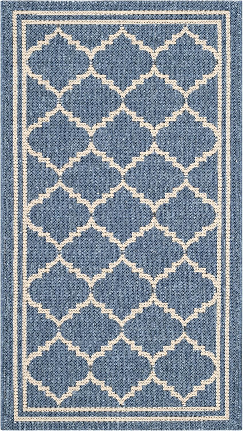 Courtyard CY6889 Power Loomed Indoor and Outdoor Accent Rug - Blue/Beige - 2'x3'7" - Safavieh