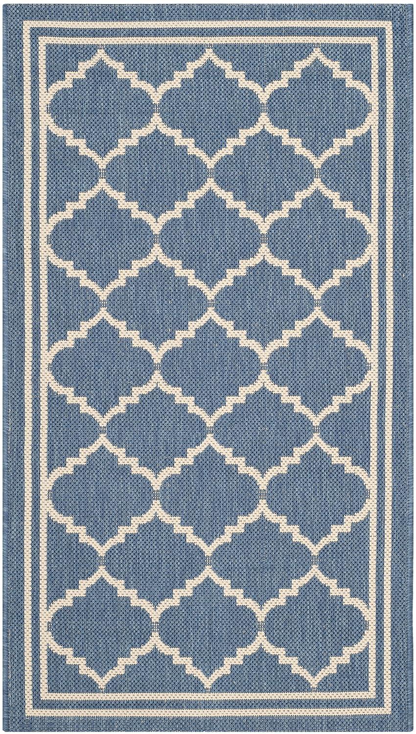 Courtyard CY6889 Power Loomed Indoor and Outdoor Accent Rug - Blue/Beige - 2'x3'7" - Safavieh