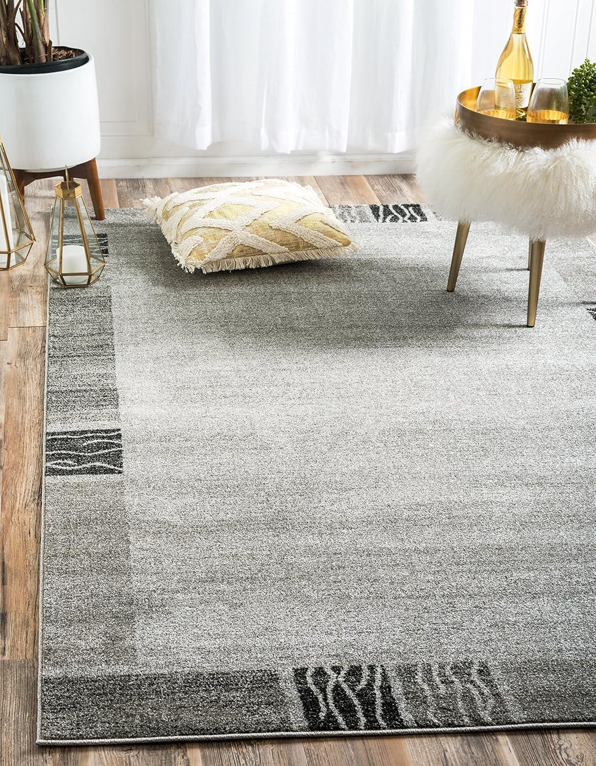 Modern Reversible Tufted Rug in Soft Gray - Easy Care, Stain-Resistant