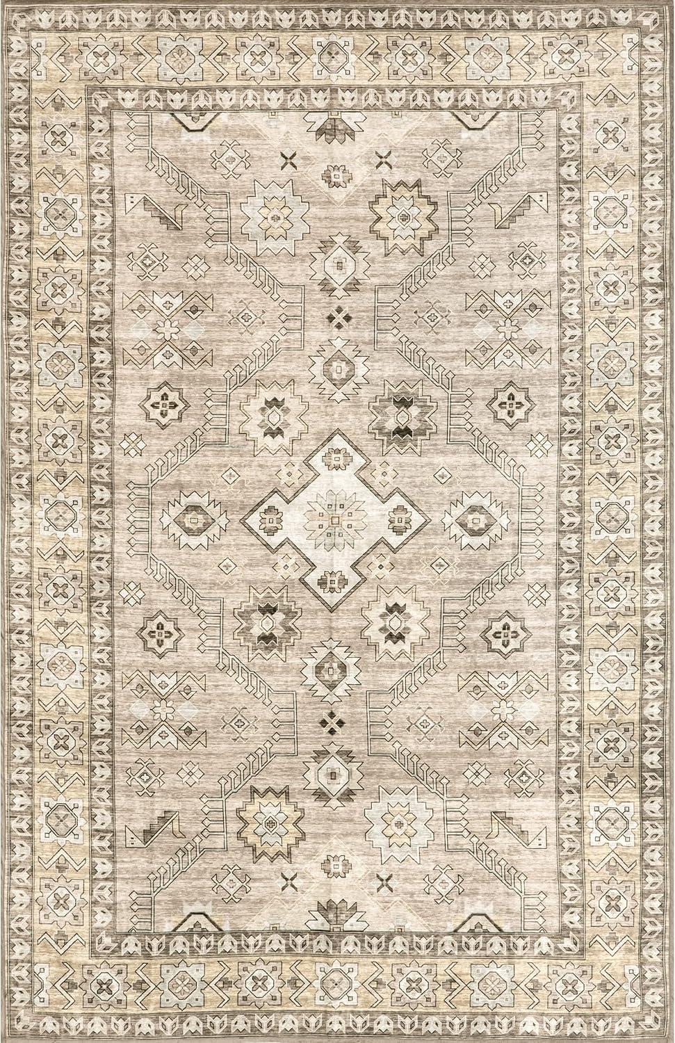 Nuloom Alecia Persian Machine Washable Indoor Area Rug, 5' x 8', Beige