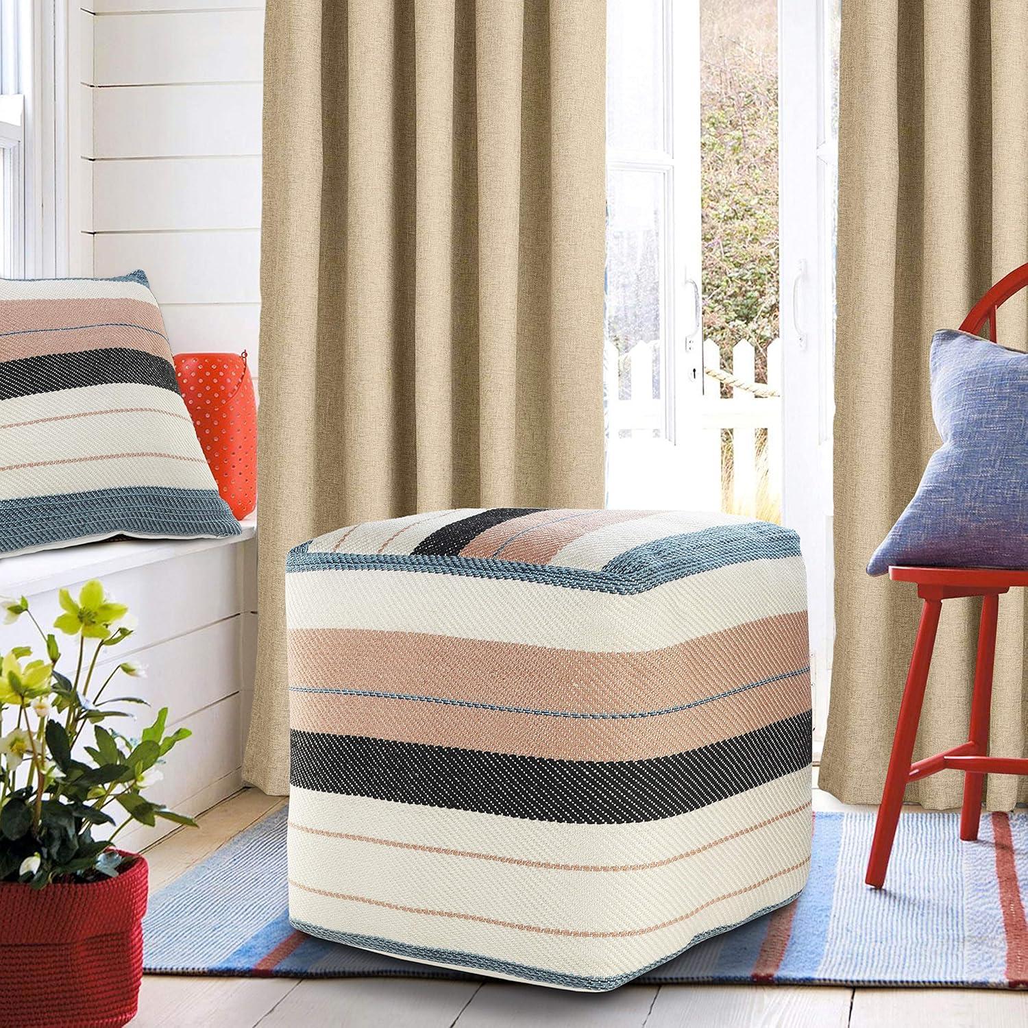 Dakota Fields Argueta Outdoor Performance Striped Pouf Ottoman